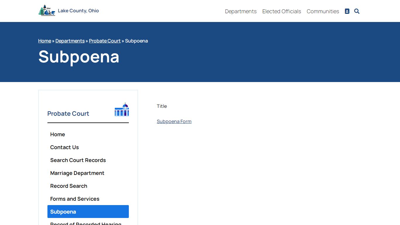 Subpoena - Probate Court